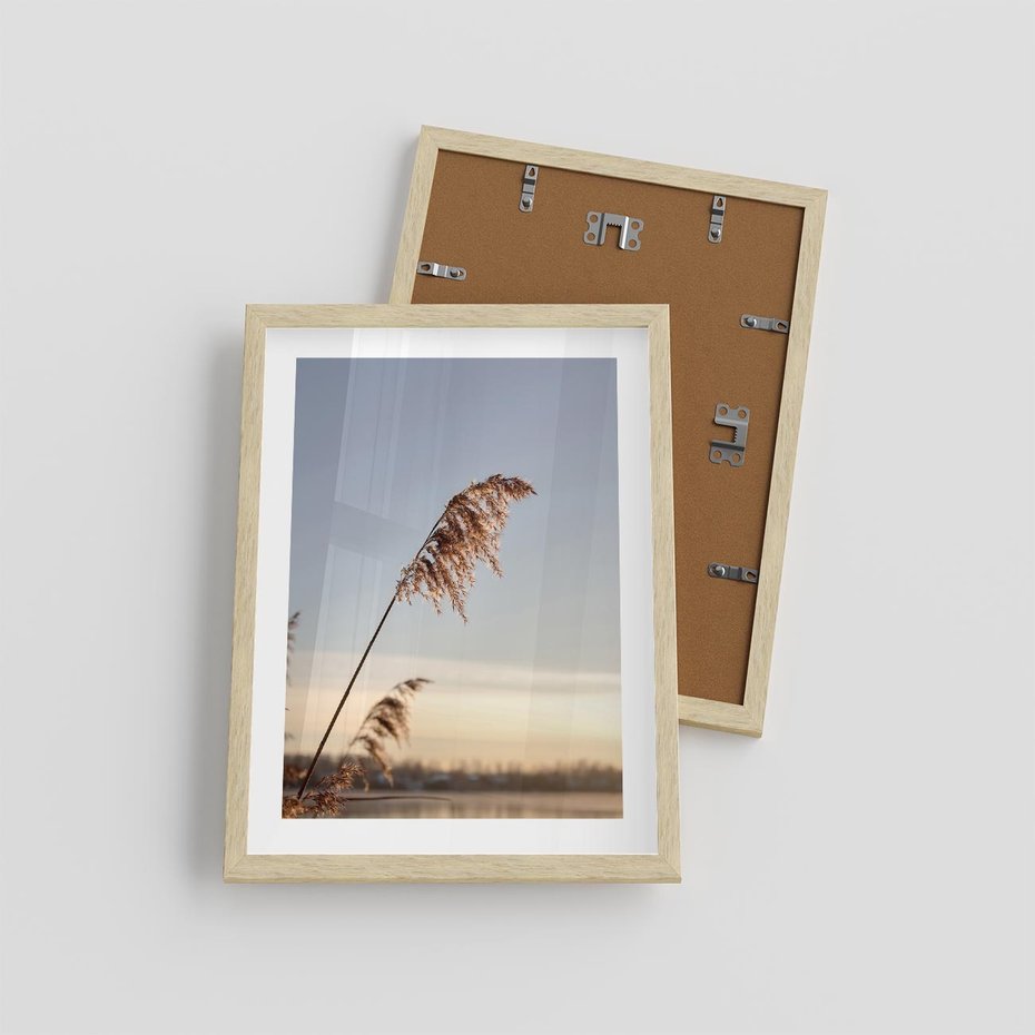 Plakat w ramie 30x40 - Naturalna Delikatność - trawy, boho - rama drewno