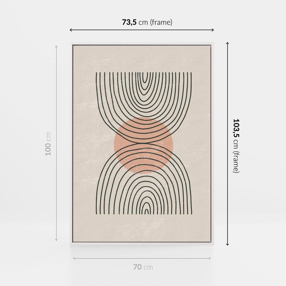 Obraz w ramie 70x100 - Nowy Rytuał - abstrakcyjna sztuka, boho kształty - rama biała