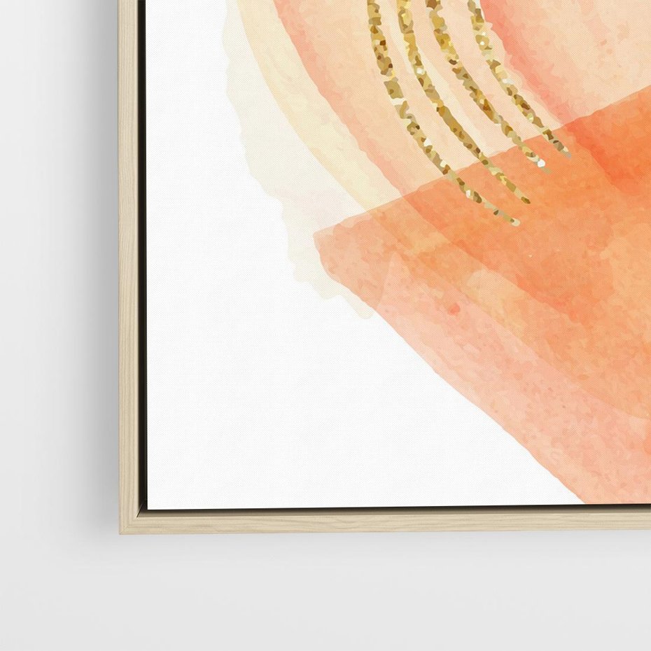 Obraz w ramie 50x50 - Rozkwitające Odbicia Form - abstrakcyjne akwarelowe plamy, minimalizm - rama drewno