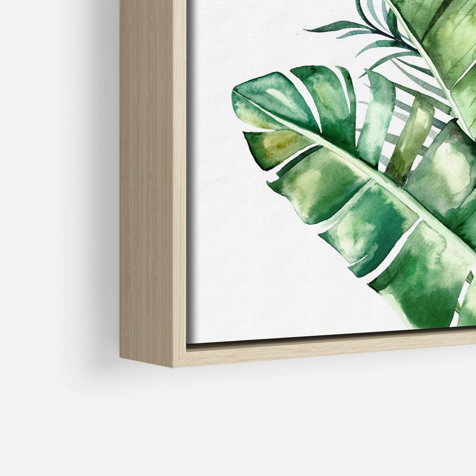 Obraz w ramie 50x50 - Piękno Złotej Rośliny - złote, liście - rama drewno