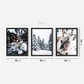 Zestaw obrazy w ramie 50x70 galeria - Renifer, zima, las, pejzaż, natura - rama czarna