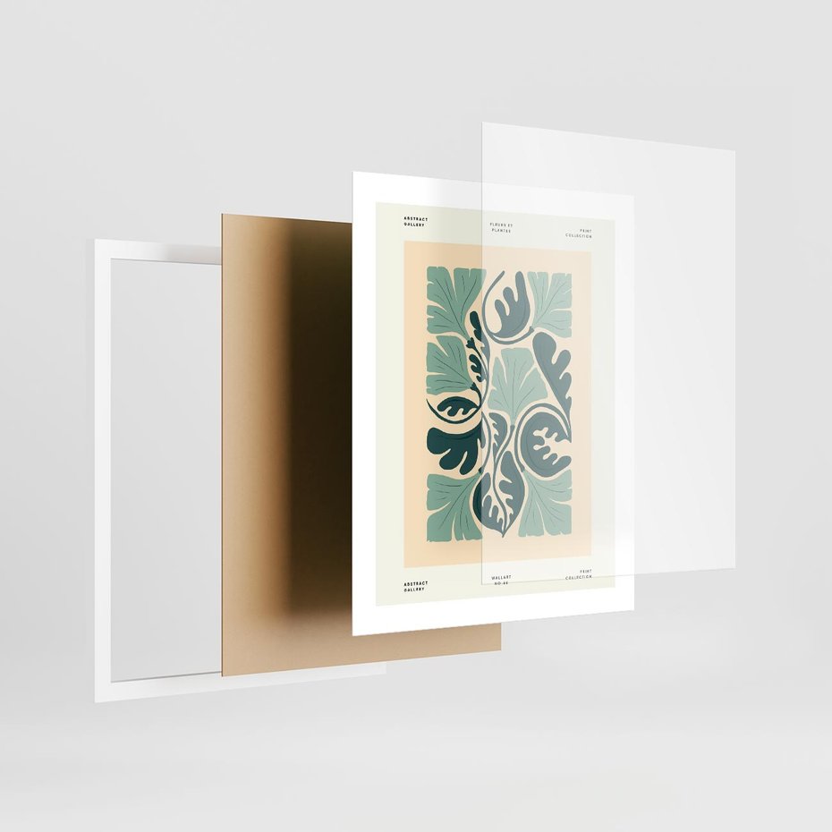 Plakat w ramie 40x50 - Podróżne Impresje - roślinne motywy, ornamenty - rama biała