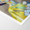 Plakat bez ramy 50x70 - W Żółtej Sukience - olejny abstrakcyjny obraz, portret kobiety w żółtej sukience