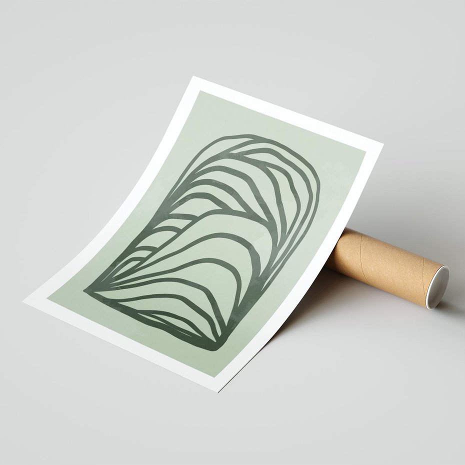 Plakat bez ramy 40x50 - Zielonkawy Uścisk Natury - abstrakcyjny zielony motyw, skandynawski design