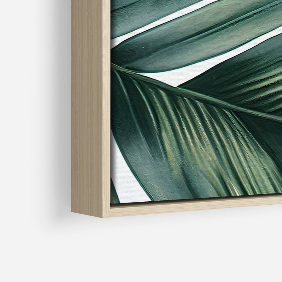 Obraz w ramie 80x120 - Ruchome liście czasu - liście palmy, tropikalne - rama drewno