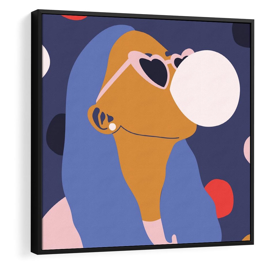 Obraz w ramie 50x50 - Odbicie Kobiety - nowoczesny plakat, styl retro - rama czarna