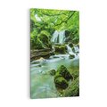 Obraz na płótnie 50x70 - Las przy rzece: potężny wodospad - las, rzeka