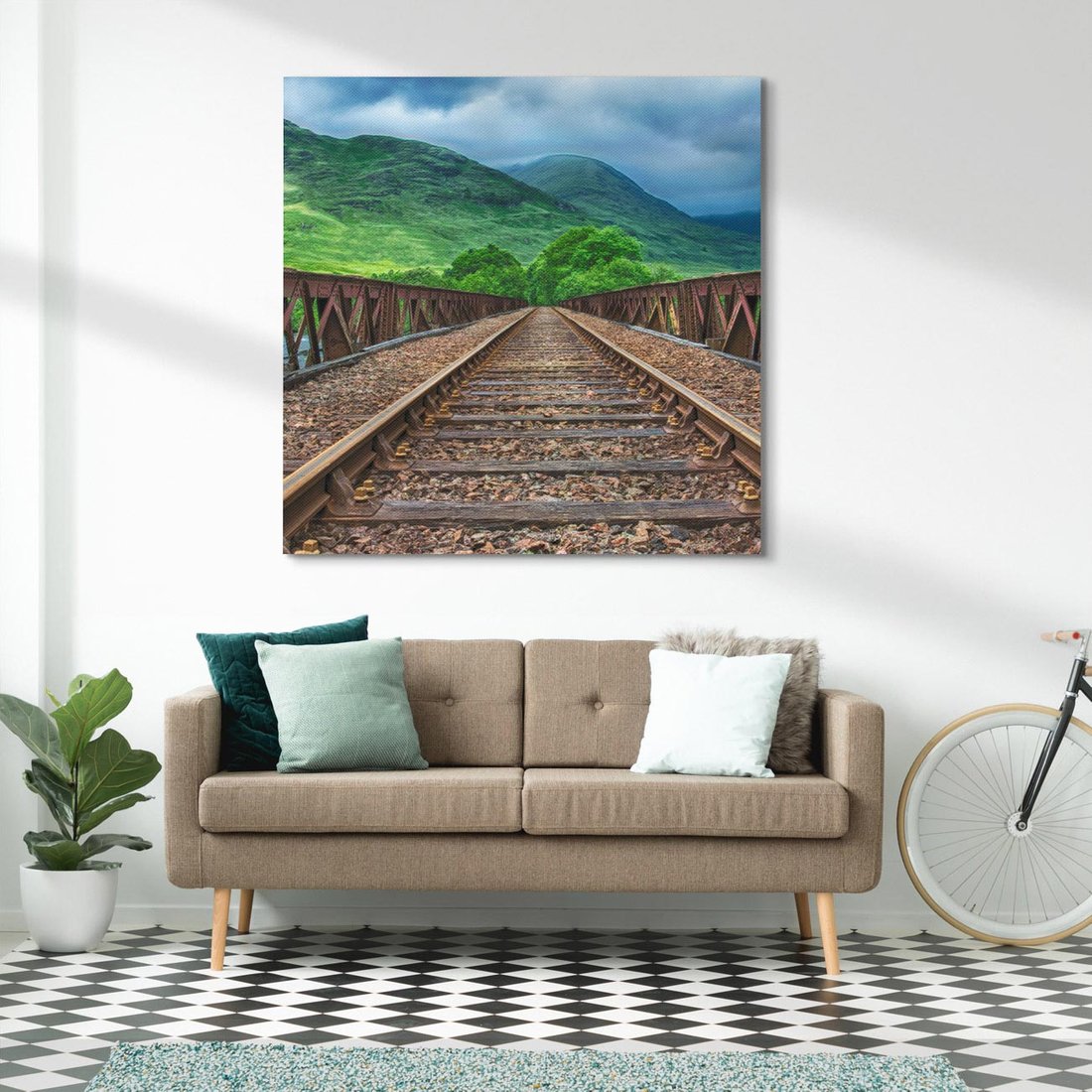 Obraz na płótnie 70x70 - Most Kolejowy - Tropy Podróży w Nocnej Ciszy - most, kolej