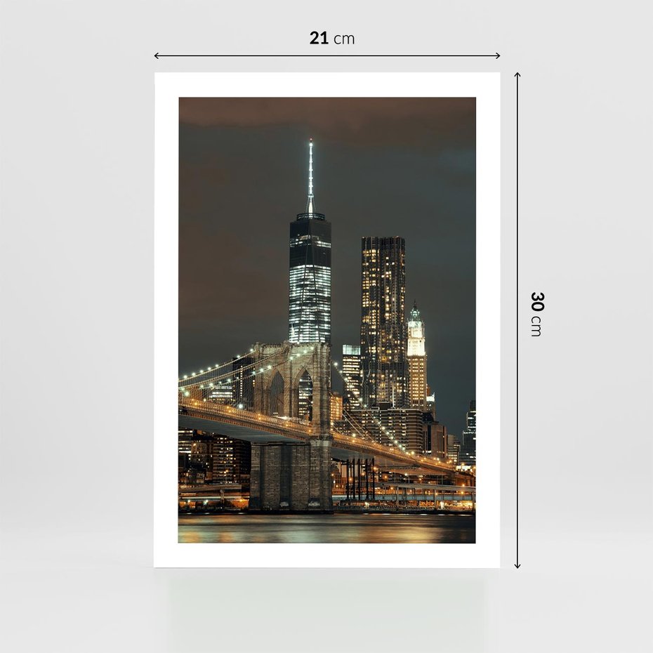 Plakat bez ramy 21x30 - Miasto rozświetlone nocnym blaskiem - miasto, nocą