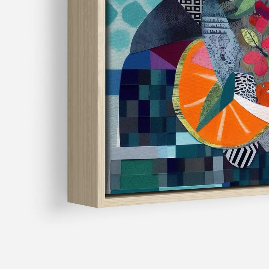 Obraz w ramie 50x50 - Migocące Widoki Harmonii - abstrakcyjny obraz, jak picasso - rama drewno
