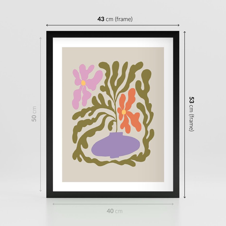 Plakat w ramie 40x50 - Kolorowe Echa - kwiaty, abstrakcja - rama czarna