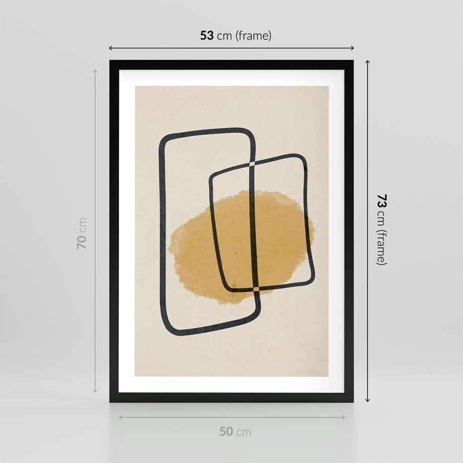 Plakat w ramie 50x70 - Rozkwitające Formy - abstrakcyjne nieregularne kształty, minimalistyczny plakat - rama czarna
