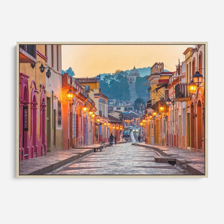 Obraz w ramie 100x70 - W stronę marzycielskich horyzontów - włoska uliczka, wieczór - rama drewno