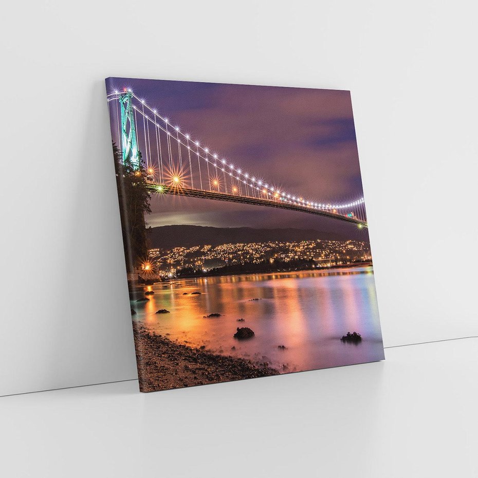 Obraz na płótnie 60x60 - Most nocą w Kanadzie - Kanada, most