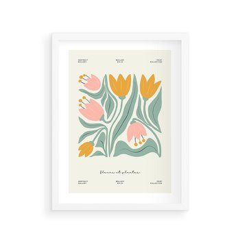 Plakat w ramie 40x50 - Tajemnicza Aura - kwiaty, nowoczesna abstrakcja - rama biała