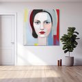 Obraz na płótnie 30x30 - Kolorowe Granice Form - abstrakcyjny obraz olejny, portret twarzy kobiety