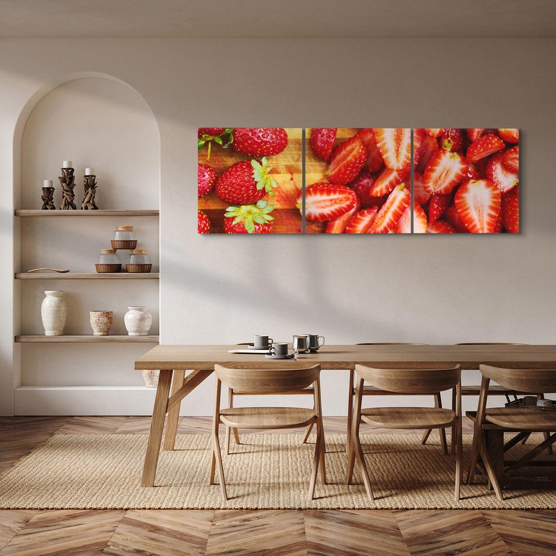 Obraz na płótnie 120x40 - Truskawki - Smak Lata w Owocowym Ogrodzie - truskawki, owoce