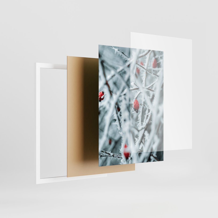 Zestaw obrazy w ramie 50x70 galeria - Zimowa, scenerai, domek, śnieg - rama biała