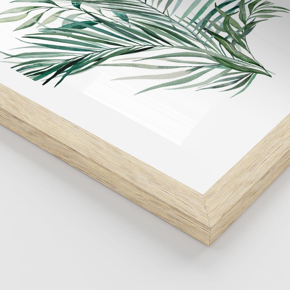 Plakat w ramie 30x40 - Blask Natury - złote, liście - rama drewno