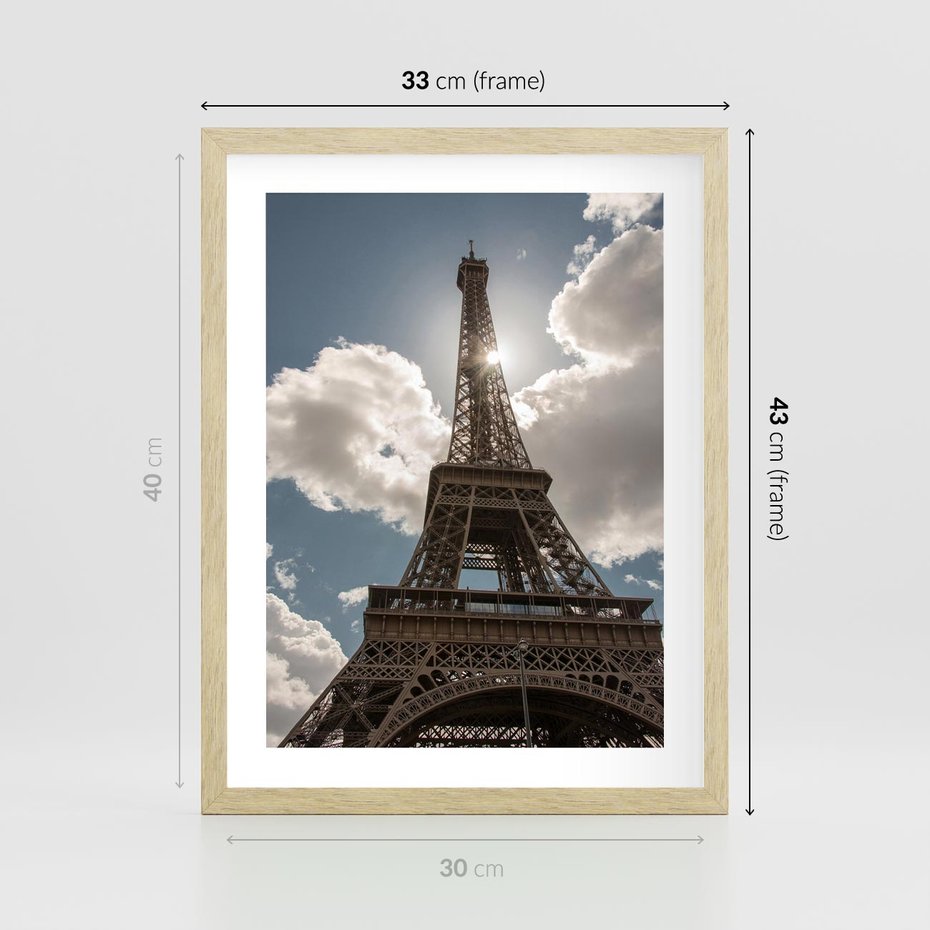 Plakat w ramie 30x40 - Magia Wieży Eiffla - wieża, Eiffla - rama drewno