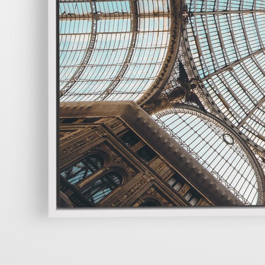 Obraz w ramie 100x70 - Magia Sklepienia - sklepienie, szklany dach - rama biała