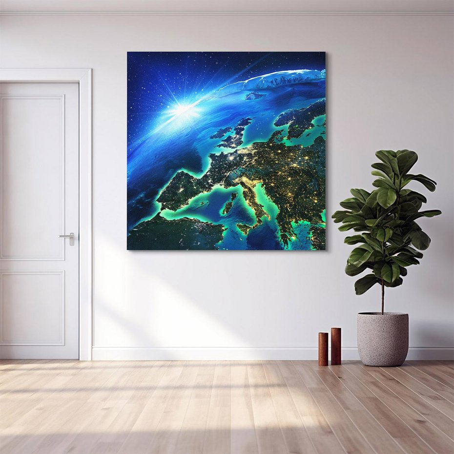 Obraz na płótnie 40x40 - Kosmiczna podróż: piękno Ziemi - kosmos, ziemia