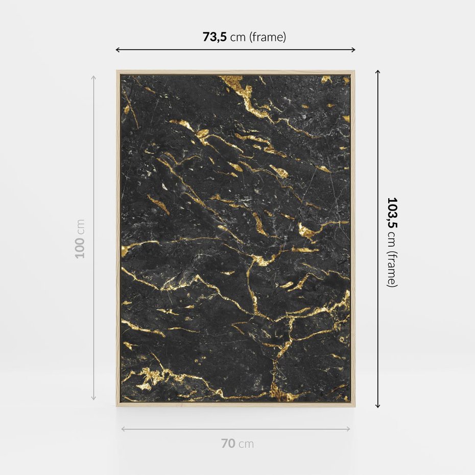 Obraz w ramie 70x100 - Egzotyczny Blask - marmur, złoto - rama drewno