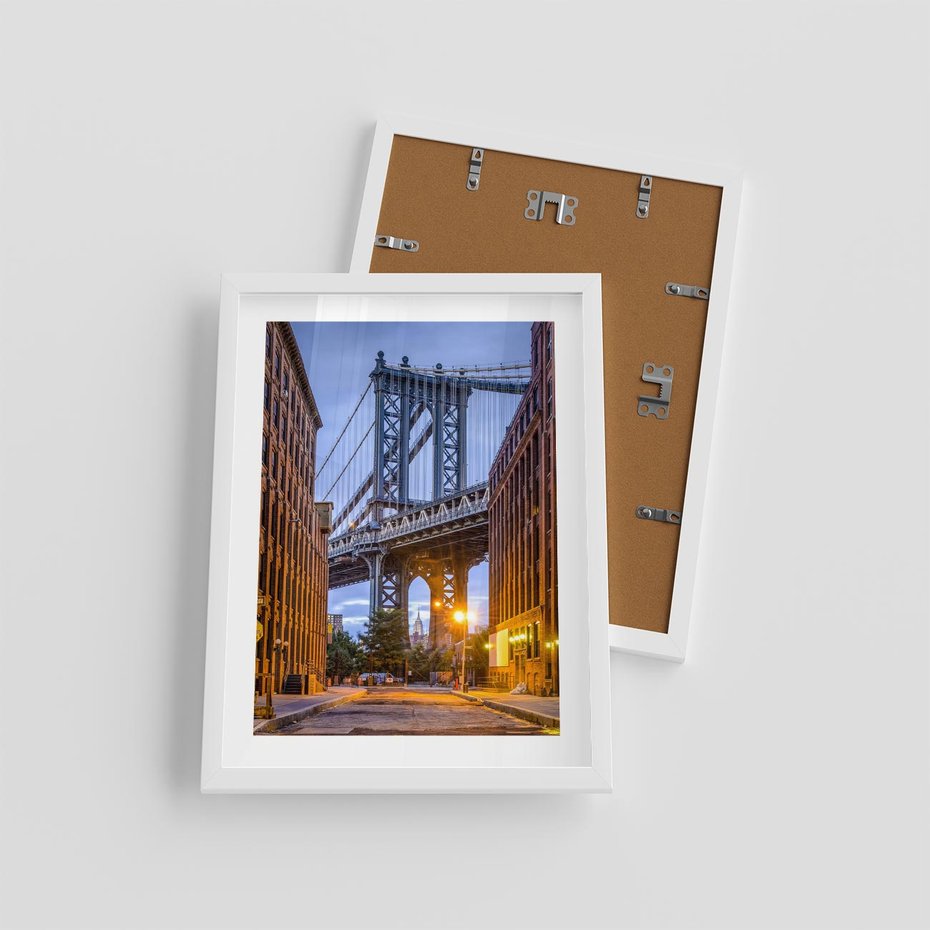 Plakat w ramie 30x40 - Most w mieście - most, miasto - rama biała