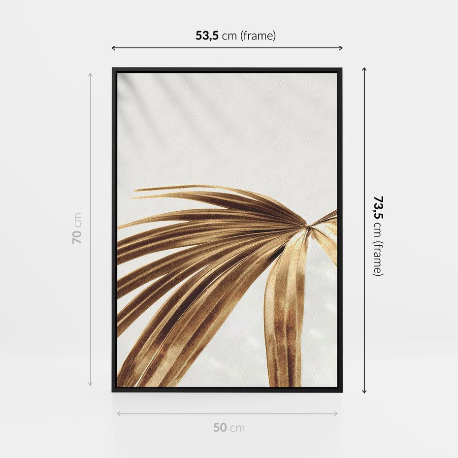 Obraz w ramie 50x70 - Egzotyczny Blask - złote, liście - rama czarna