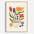 Obraz w ramie 50x70 - Kolorowe Granice - kwiaty w filizance, abstrakcja - rama drewno
