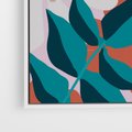 Obraz w ramie 50x50 - Harmonijne Formy - abstrakcyjna kompozycja kwiatowych form, kolor zgaszone - rama biała