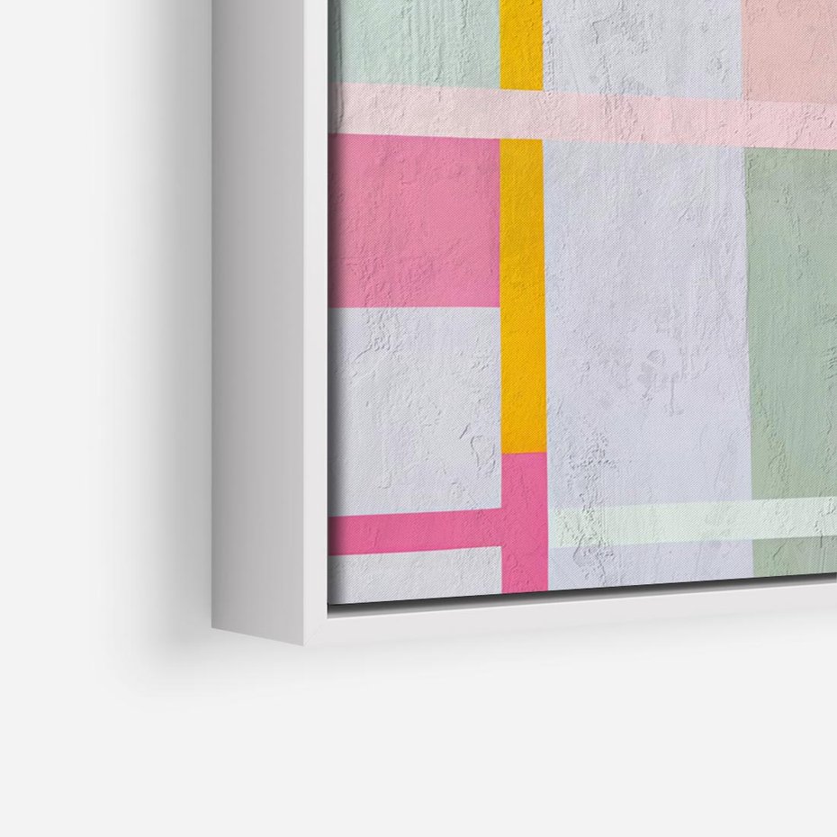 Obraz w ramie 80x80 - Rozbijające Granice Wyobraźni - abstrakcyjne geometryczne kształty, olejny obraz - rama biała