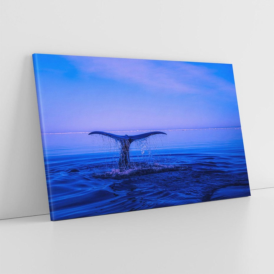 Obraz na płótnie 100x70 - Morze, fale i skały - wieloryb, morze