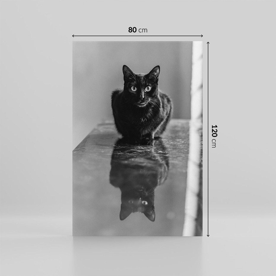 Obraz na płótnie 80x120 - Kocie Oczy - kot, czarno białe zdjęcie