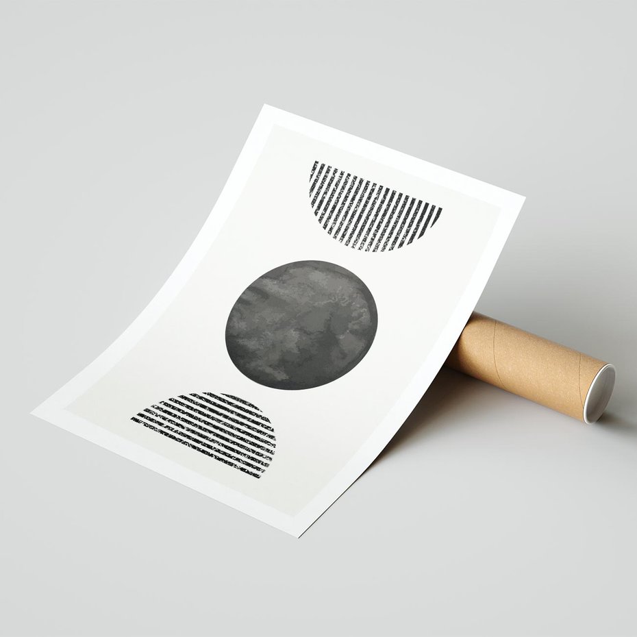 Plakat bez ramy 50x70 - Tajemnicza Kompozycja - abstrakcyjne czarno białe formy, minimalizm