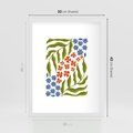 Plakat w ramie 30x40 - Splątane Granice - kwiaty, sztuka nowoczesna - rama biała