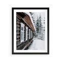Plakat w ramie 40x50 - Cicha Zima - zima, domek w górach - rama czarna