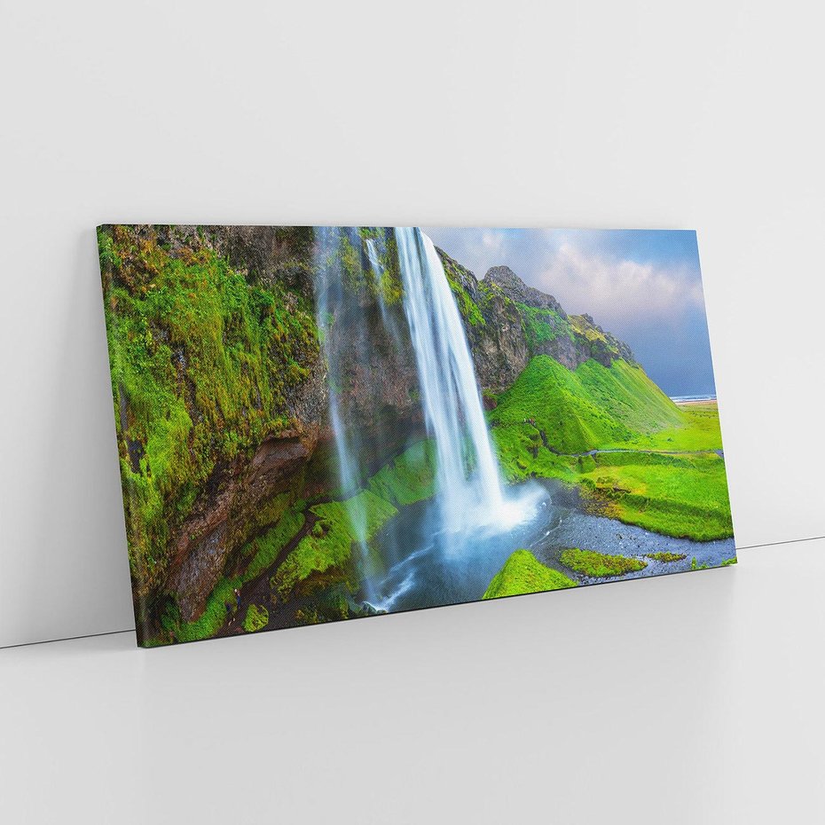 Obraz na płótnie 100x50 - majestat górskiego krajobrazu - wodospad, góry