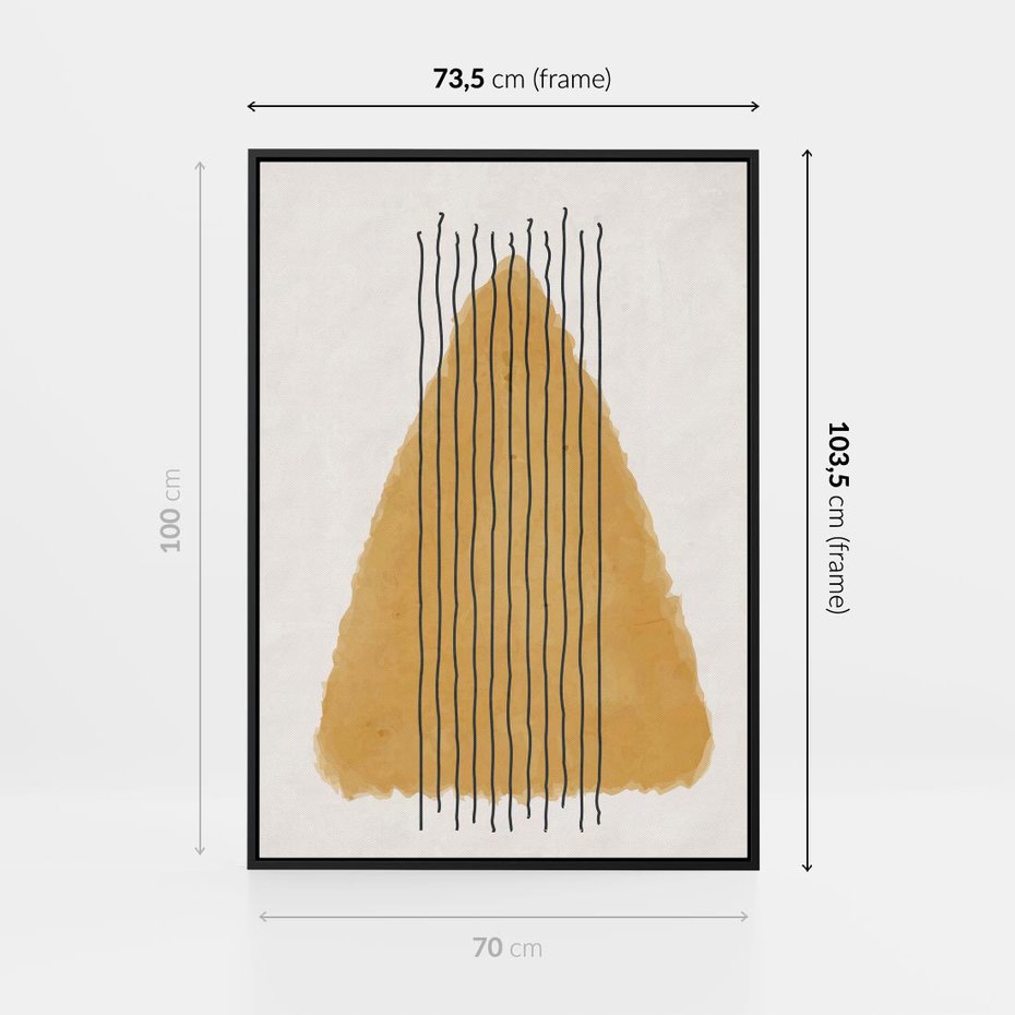 Obraz w ramie 70x100 - Migocące Impulsy - abstrakcyjna akwarelowa plama, nieregularne kreski - rama czarna