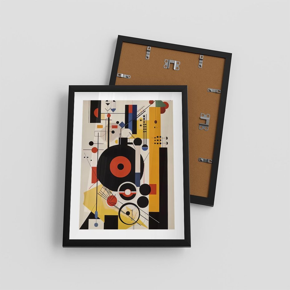 Plakat w ramie 30x40 - Wnętrza Refleksyjnego Światła - modernistyczny obraz, styl bauhaus - rama czarna