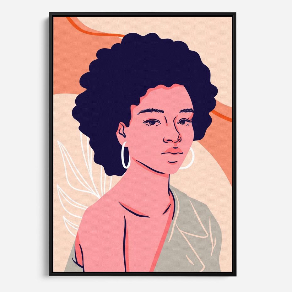 Obraz w ramie 50x70 - Kobiecy Kształt Świata - nowoczesny plakat, styl retro - rama czarna