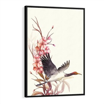 Obraz w ramie 50x70 - Szept Japonii - japońska sztuka, ptak - rama czarna