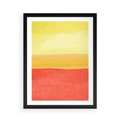 Plakat w ramie 50x70 - Rozmyte Odbicia - kolorowe akwarelowe pasy, odcienie żółci i czerwieni - rama czarna