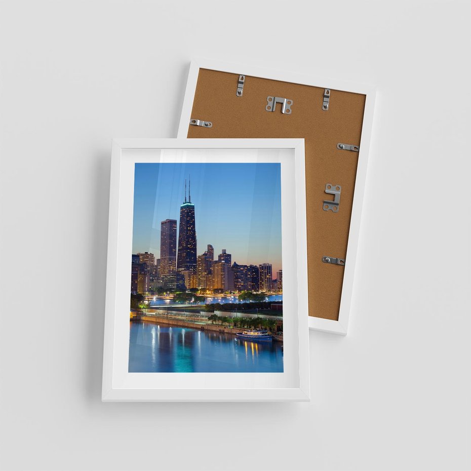 Plakat w ramie 30x40 - Miasto nad Rzeką - miasto, rzeka - rama biała