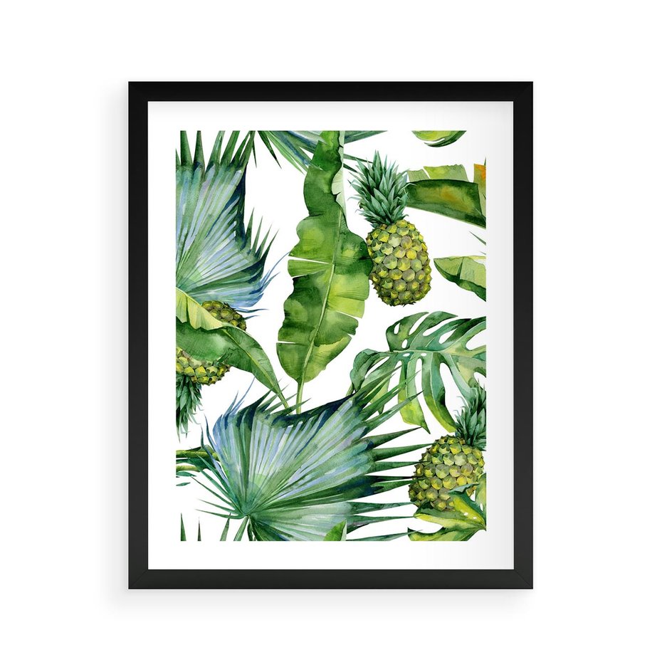 Plakat w ramie 40x50 - Oaza Natury - liście, tropikalne - rama czarna