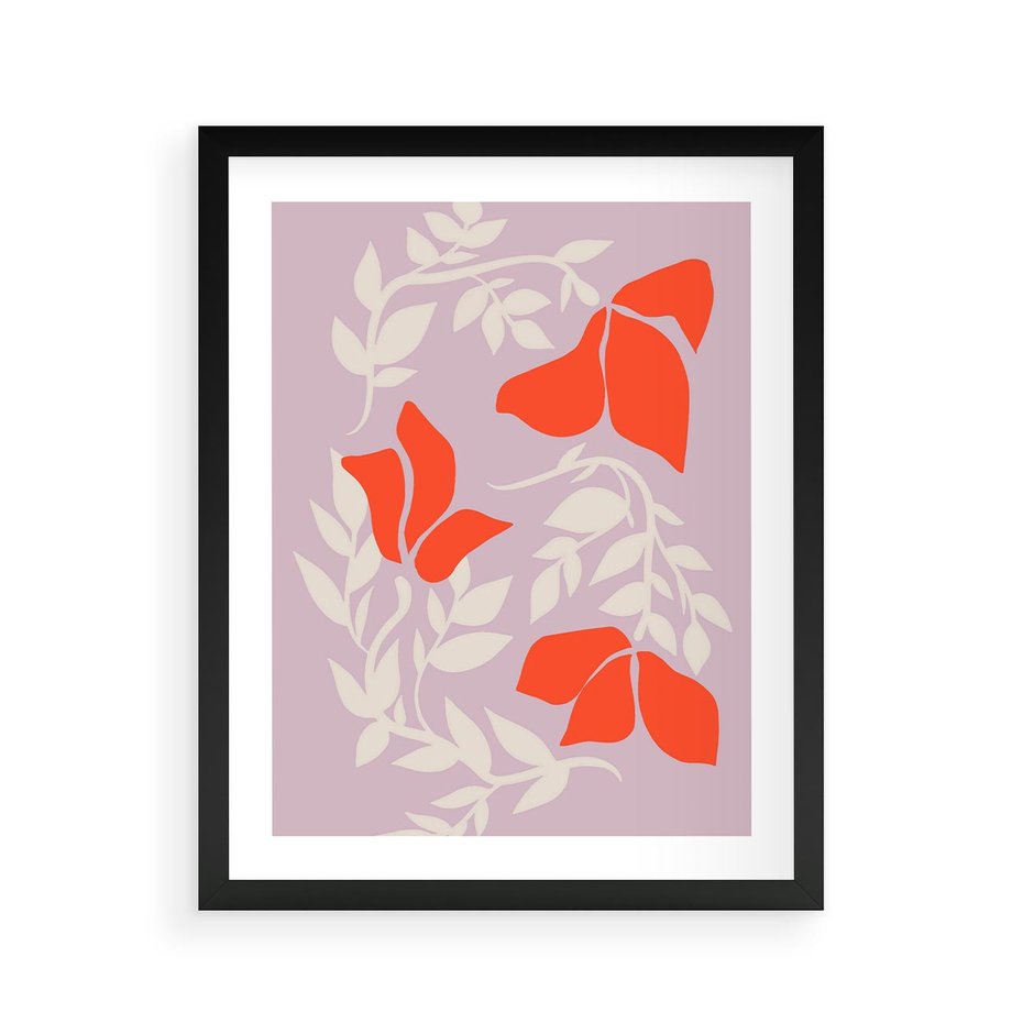 Plakat w ramie 40x50 - Kwiatowa Kreatywność - nowoczesny plakat, roślinne motywy - rama czarna