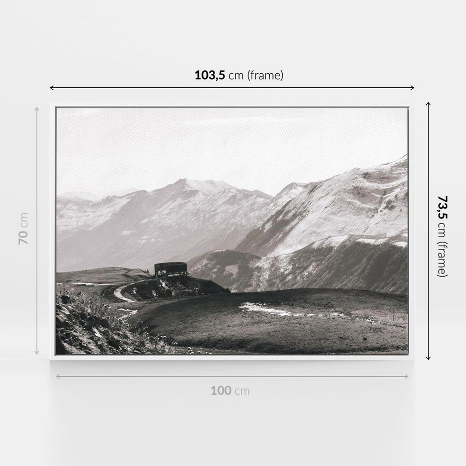 Obraz w ramie 100x70 - Wzgórza w Bieli - górski krajobraz, punkt widokowy - rama biała