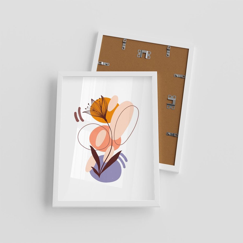 Plakat w ramie 30x40 - Kwiatowa Impresja - abstrakcyjna sztuka, plamy - rama biała