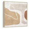 Obraz w ramie 50x50 - Beżowa Harmonia - abstrakcyjne, nieregularne plamy - rama drewno