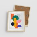 Plakat w ramie 40x50 - Harmonijne Przenikanie Form - nowoczesna sztuka, geometryczna kolorowa grafika - rama drewno